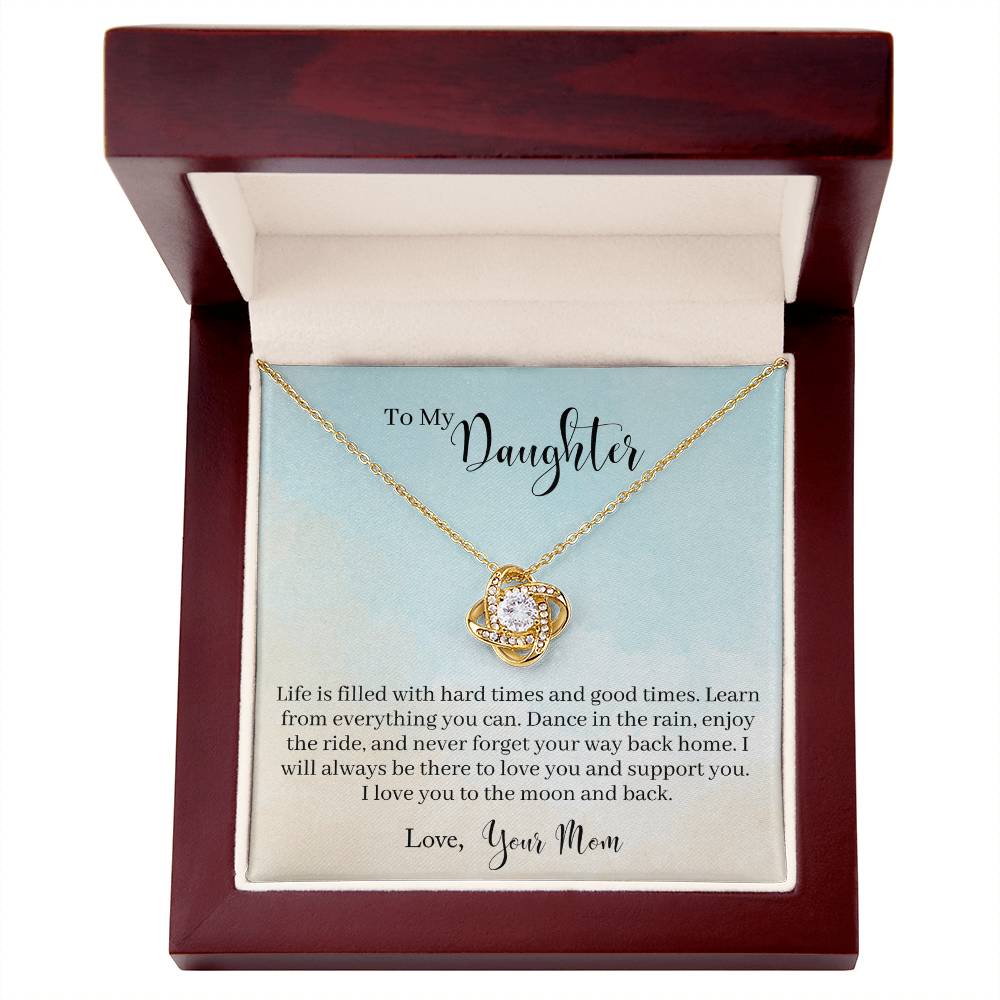 Daughter Gift from Mom, Love Knot Necklace in 14K White Gold and 18K Yellow Gold, Perfect for Birthday &  Christmas