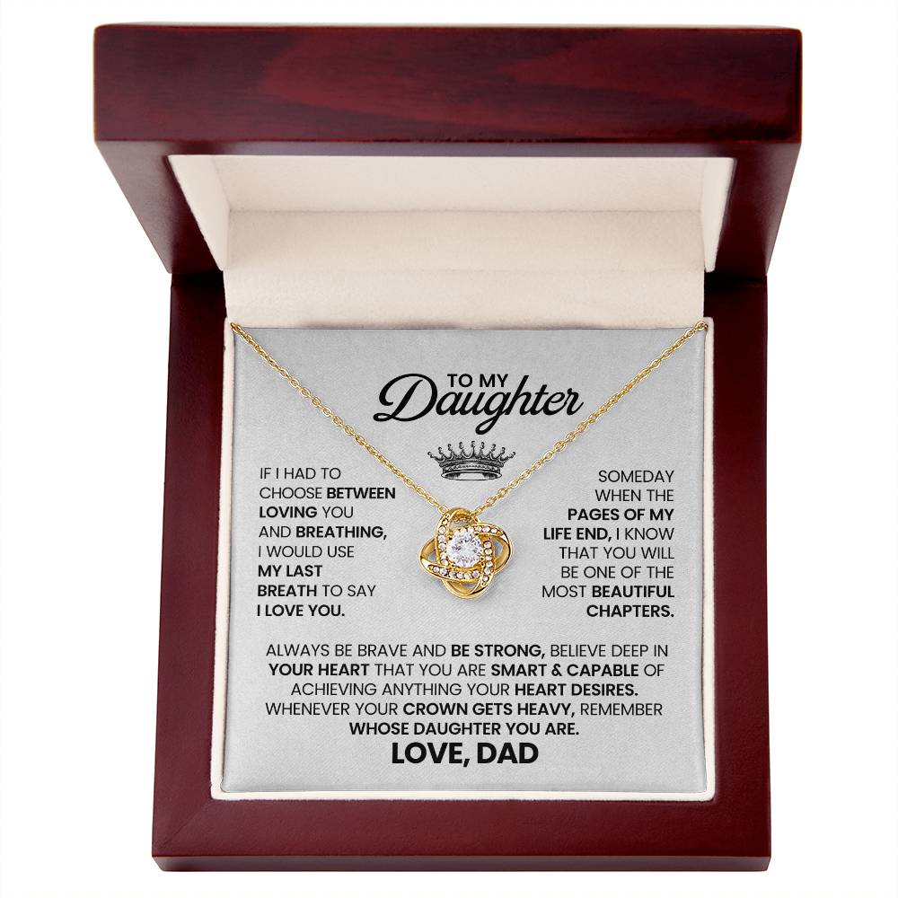 Daughter Gift from Dad, Love Knot Pendant Gift for Birthday, Graduation, Christmas