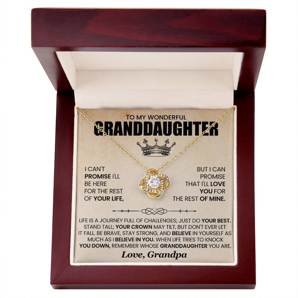 Granddaughter Necklace from Grandpa, Love Knot Pendant Gift for Birthday, Christmas, Graduation, Confirmation