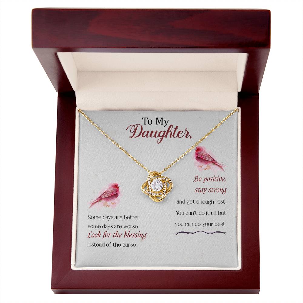 Daughter Gift from Mom, Love Knot Necklace in 14K White Gold and 18K Yellow Gold, Perfect for Birthday &  Christmas