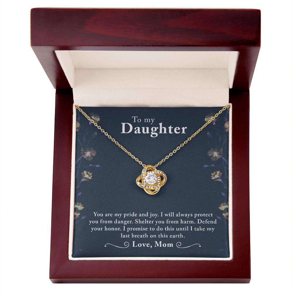 Daughter Gift from Mom, Love Knot Necklace in 14K White Gold and 18K Yellow Gold, Perfect for Birthday &  Christmas