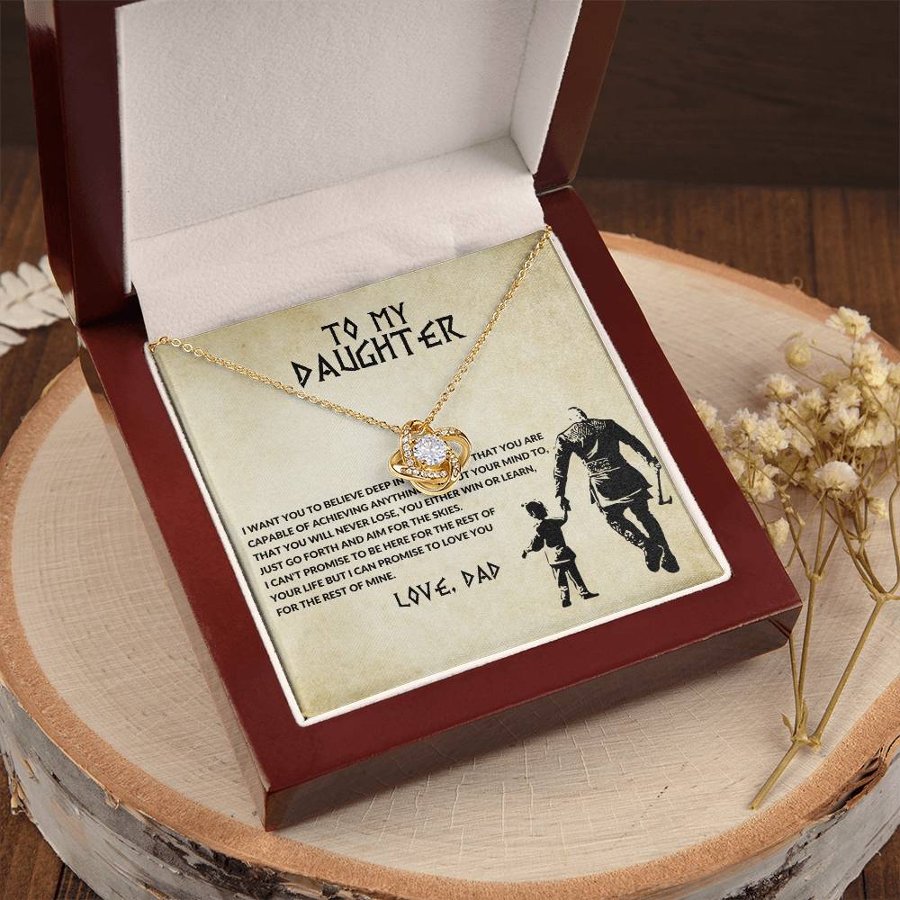 Daughter Necklace from Dad, Love Knot Pendant Gift for Birthday, Graduation, Christmas