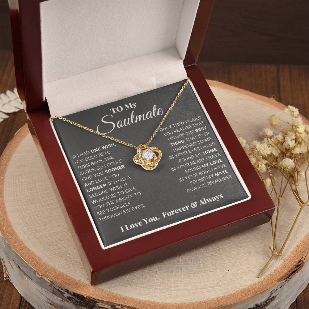 Wife Soulmate Necklace from Husband, Love Knot Pendant Gift for Anniversary, Valentines day, Birthday