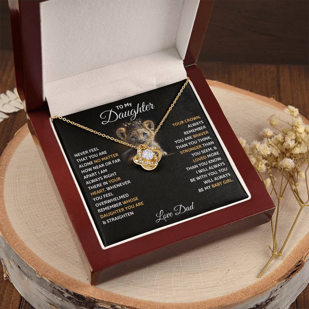 Daughter Necklace from Dad, Love Knot Pendant Gift for Birthday, Graduation, Christmas