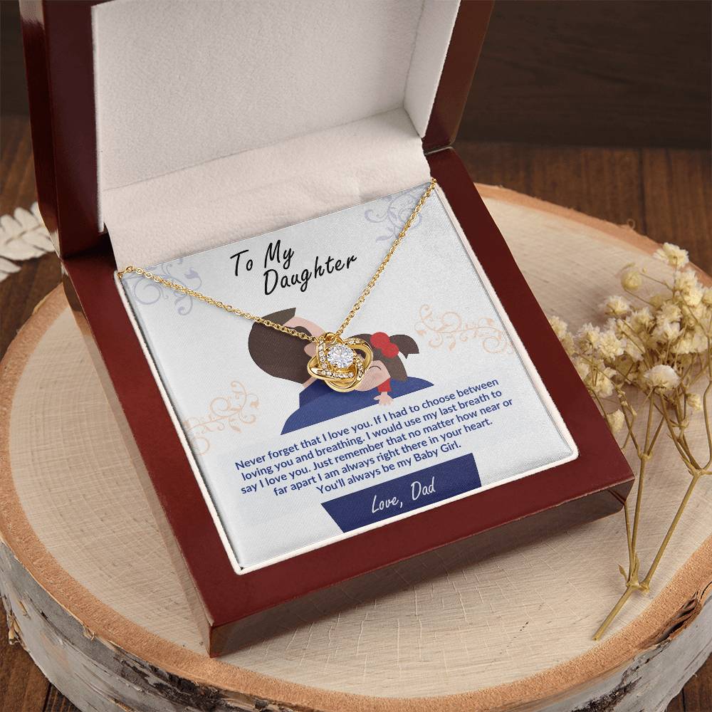 Daughter Necklace from Dad, Love Knot Pendant Gift for Birthday, Graduation, Christmas