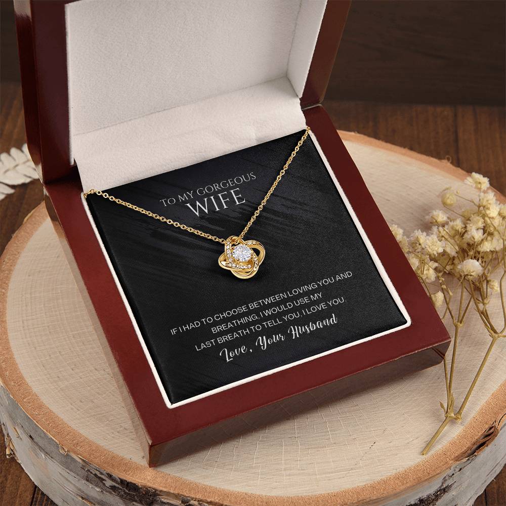 Wife Necklace from Husband, Love Knot Pendant Gift for Anniversary, Valentines day, Birthday