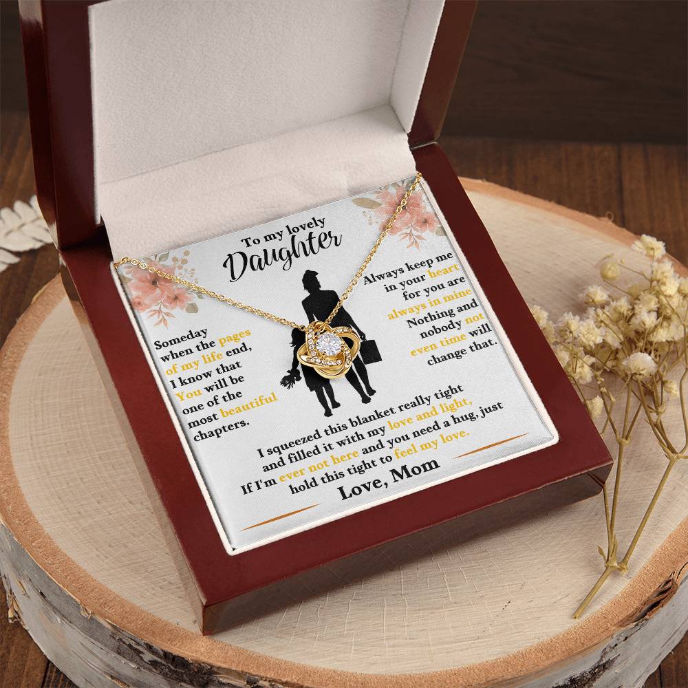 Daughter Necklace from Mom, Love Knot Pendant Gift for Birthday, Graduation, Christmas