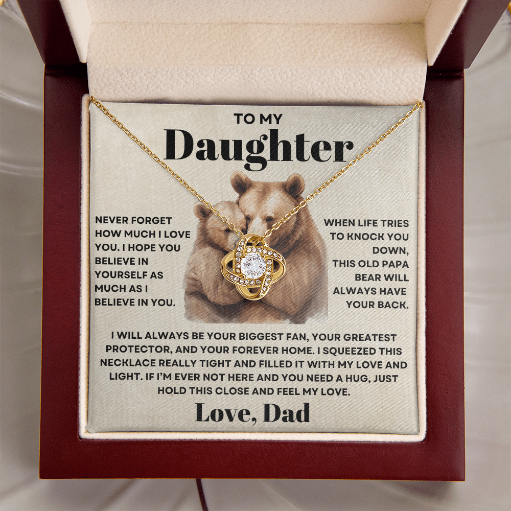 To my Daughter Love Knot Necklace - Old Papa Bear