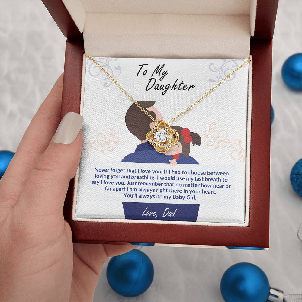 Daughter Necklace from Dad, Love Knot Pendant Gift for Birthday, Graduation, Christmas