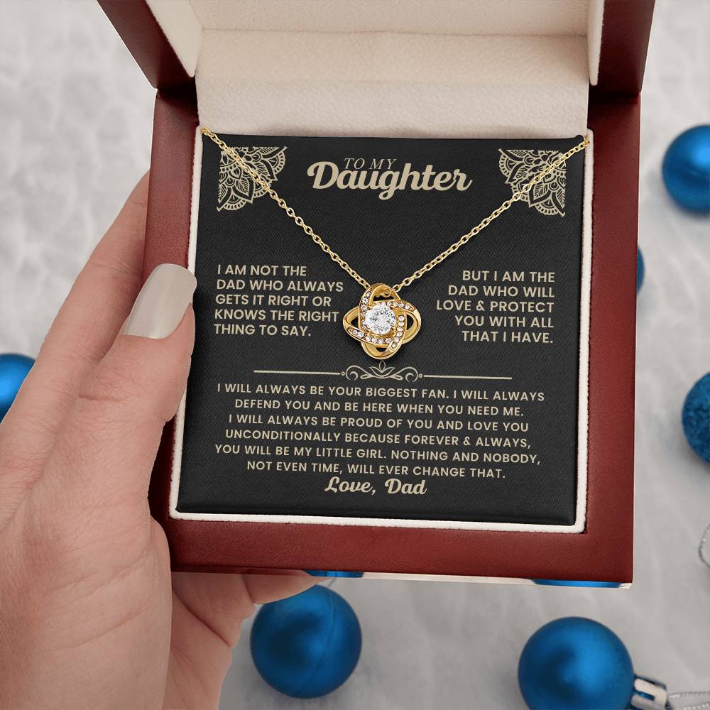 Daughter Gift from Dad, Love Knot Pendant Gift for Birthday, Graduation, Christmas