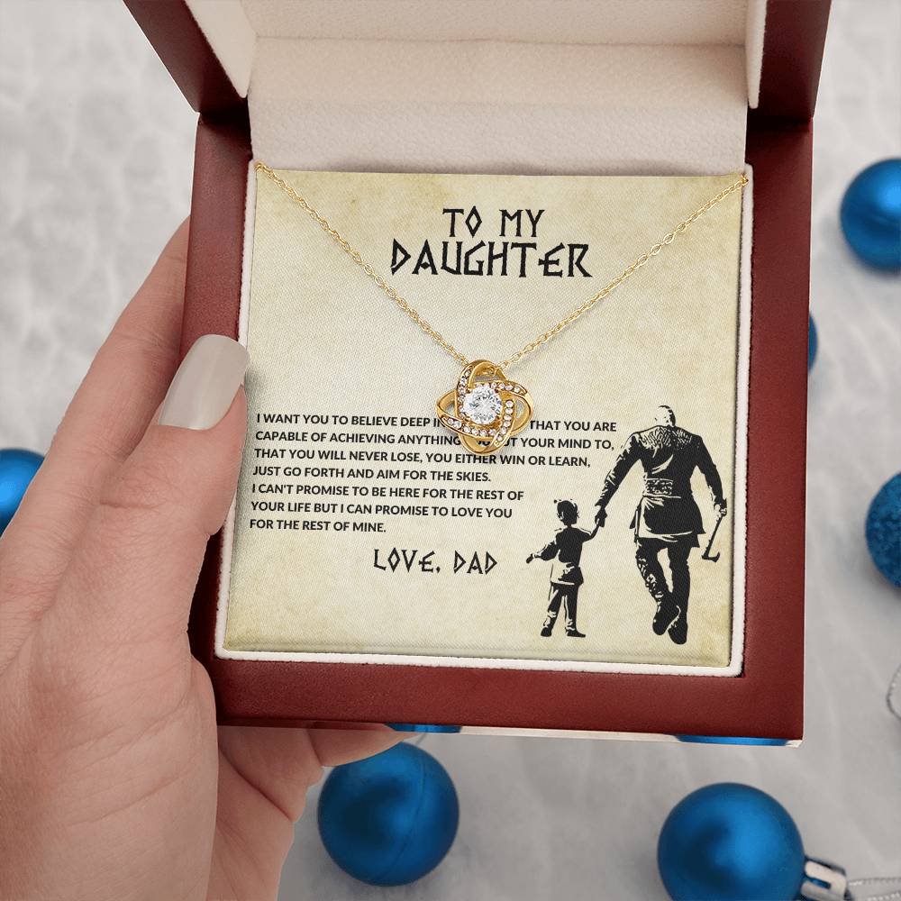 Daughter Necklace from Dad, Love Knot Pendant Gift for Birthday, Graduation, Christmas