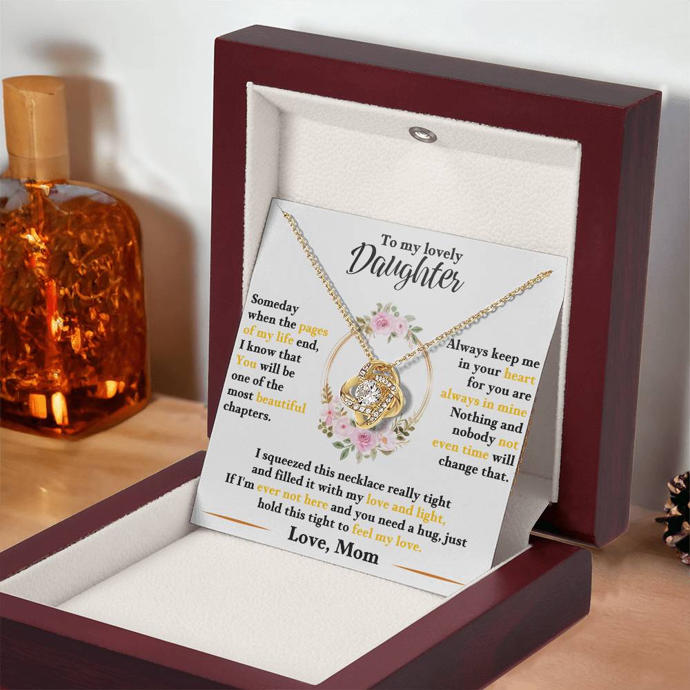 Daughter Necklace from Mom, Love Knot Pendant Gift for Birthday, Graduation, Christmas