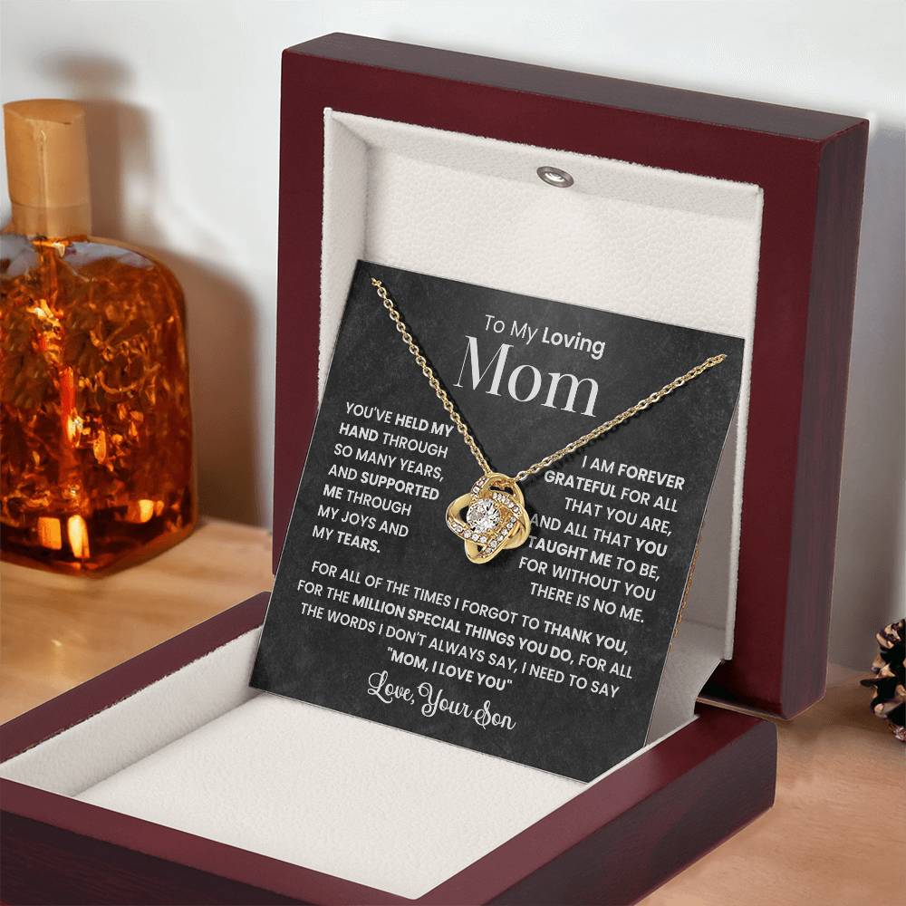 Mom Necklace from son, Love Knot Pendant gift for birthday, Mothers day, Christmas