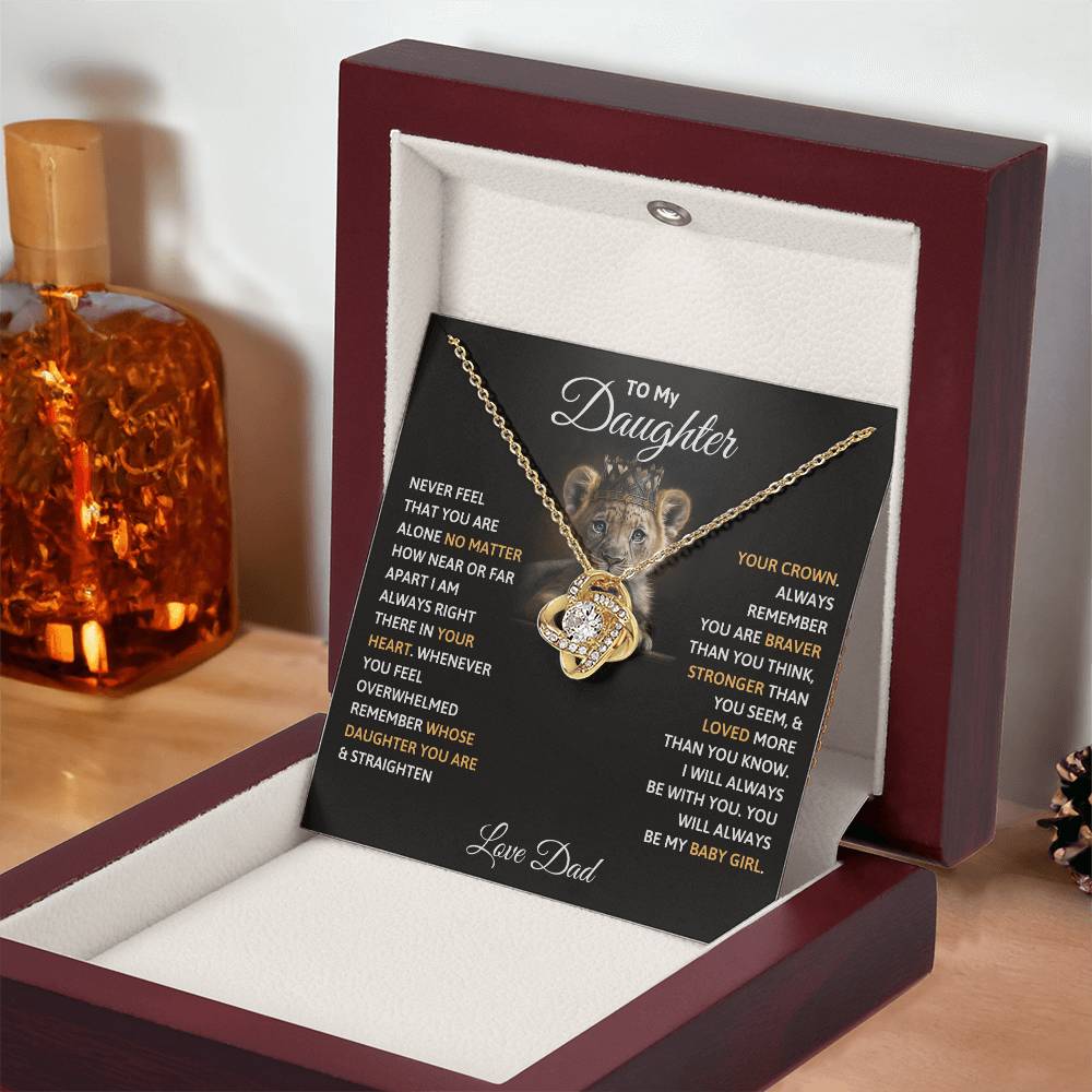 Daughter Necklace from Dad, Love Knot Pendant Gift for Birthday, Graduation, Christmas