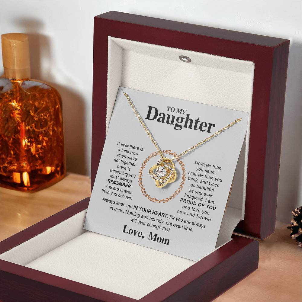 Daughter Gift from Mom, Love Knot Pendant Gift for Birthday, Graduation, Christmas
