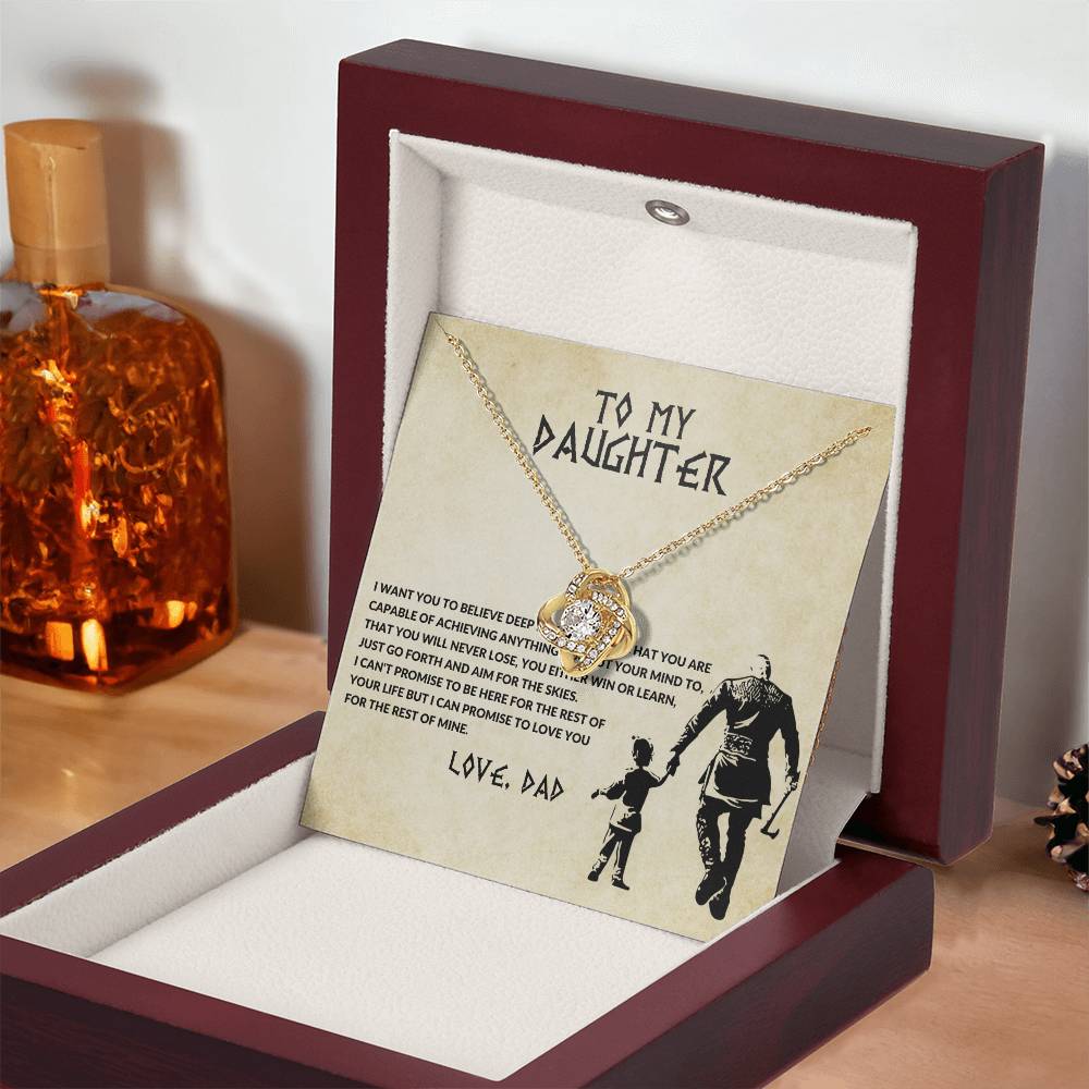 Daughter Necklace from Dad, Love Knot Pendant Gift for Birthday, Graduation, Christmas