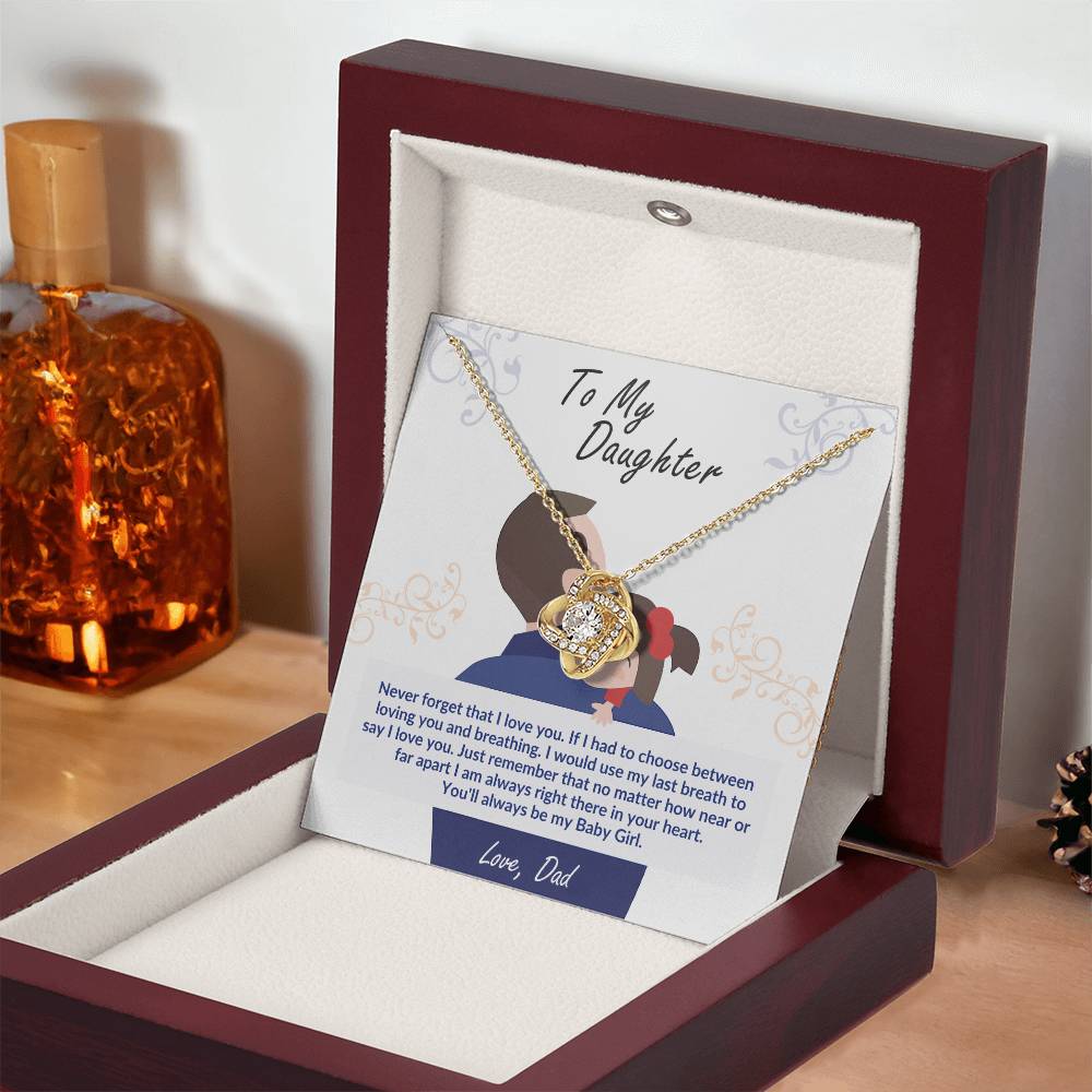 Daughter Necklace from Dad, Love Knot Pendant Gift for Birthday, Graduation, Christmas