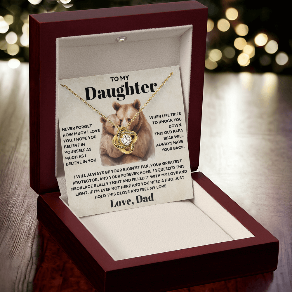 To my Daughter Love Knot Necklace - Old Papa Bear