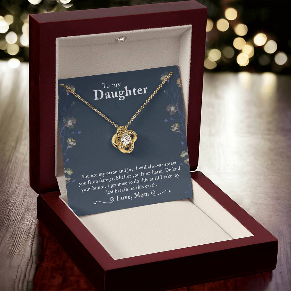 Daughter Gift from Mom, Love Knot Necklace in 14K White Gold and 18K Yellow Gold, Perfect for Birthday &  Christmas