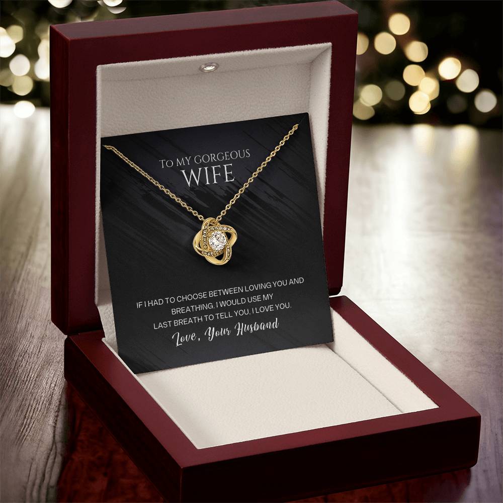Wife Necklace from Husband, Love Knot Pendant Gift for Anniversary, Valentines day, Birthday