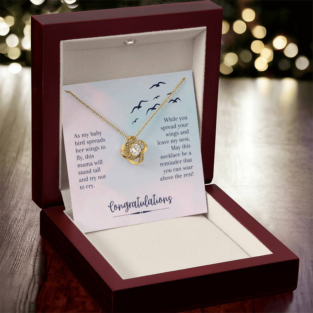 Daughter Gift from Mom, Love Knot Necklace in 14K White Gold and 18K Yellow Gold, Perfect for Graduation, Birthday