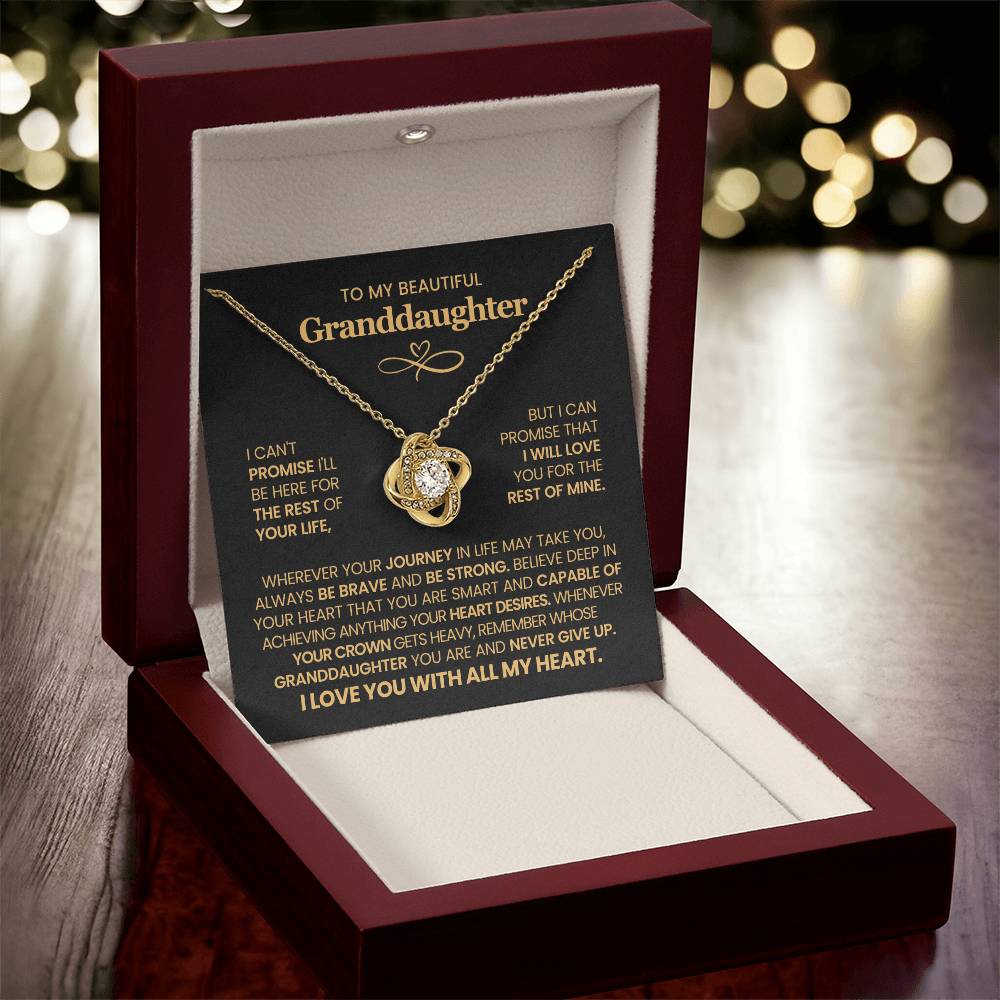 Granddaughter Necklace from Grandparents, Love Knot Pendant Gift for Birthday, Christmas, Graduation, Confirmation