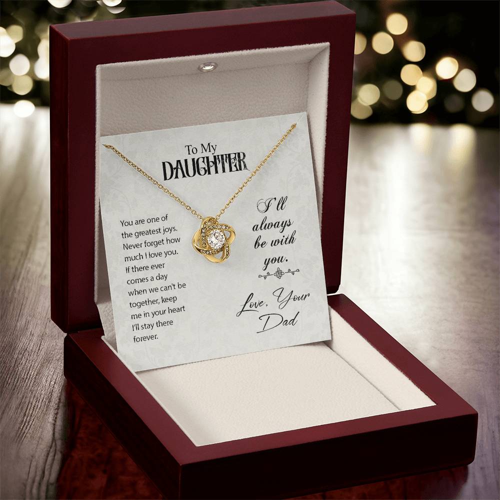 Daughter Gift from Dad, Love Knot Necklace in 14K White Gold and 18K Yellow Gold, Perfect for Birthday &  Christmas