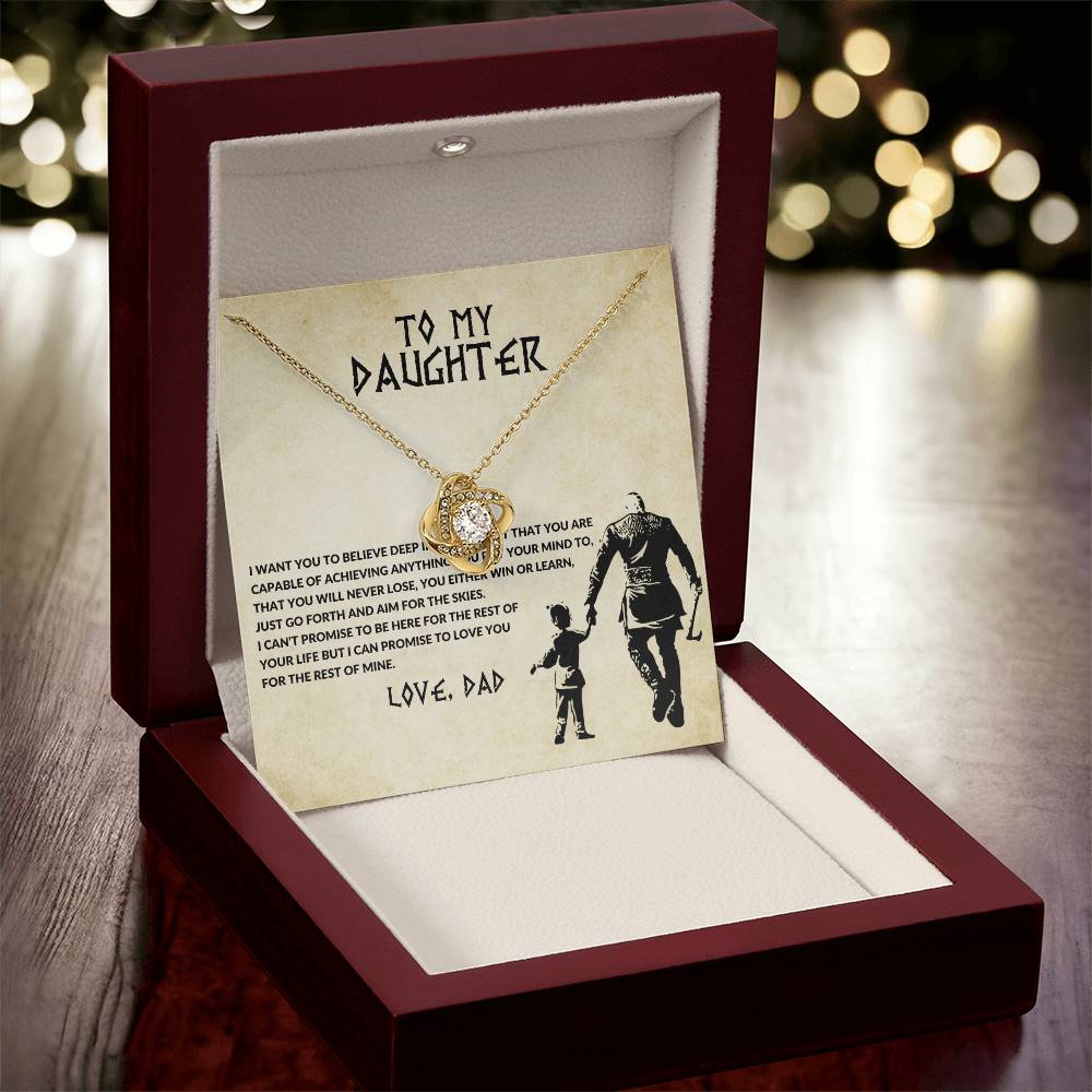 Daughter Necklace from Dad, Love Knot Pendant Gift for Birthday, Graduation, Christmas