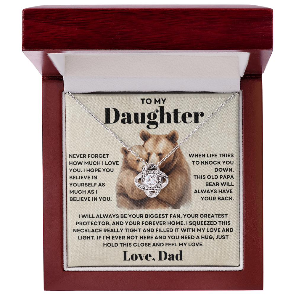 To my Daughter Love Knot Necklace - Old Papa Bear