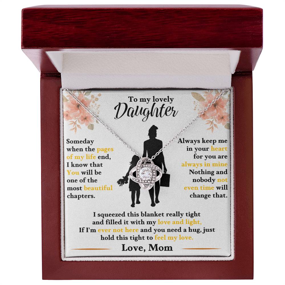 Daughter Necklace from Mom, Love Knot Pendant Gift for Birthday, Graduation, Christmas