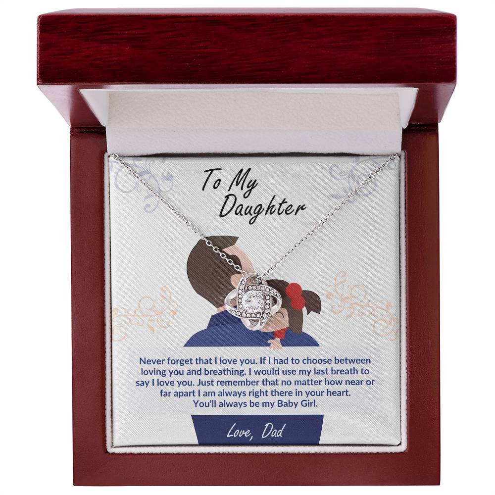 Daughter Necklace from Dad, Love Knot Pendant Gift for Birthday, Graduation, Christmas