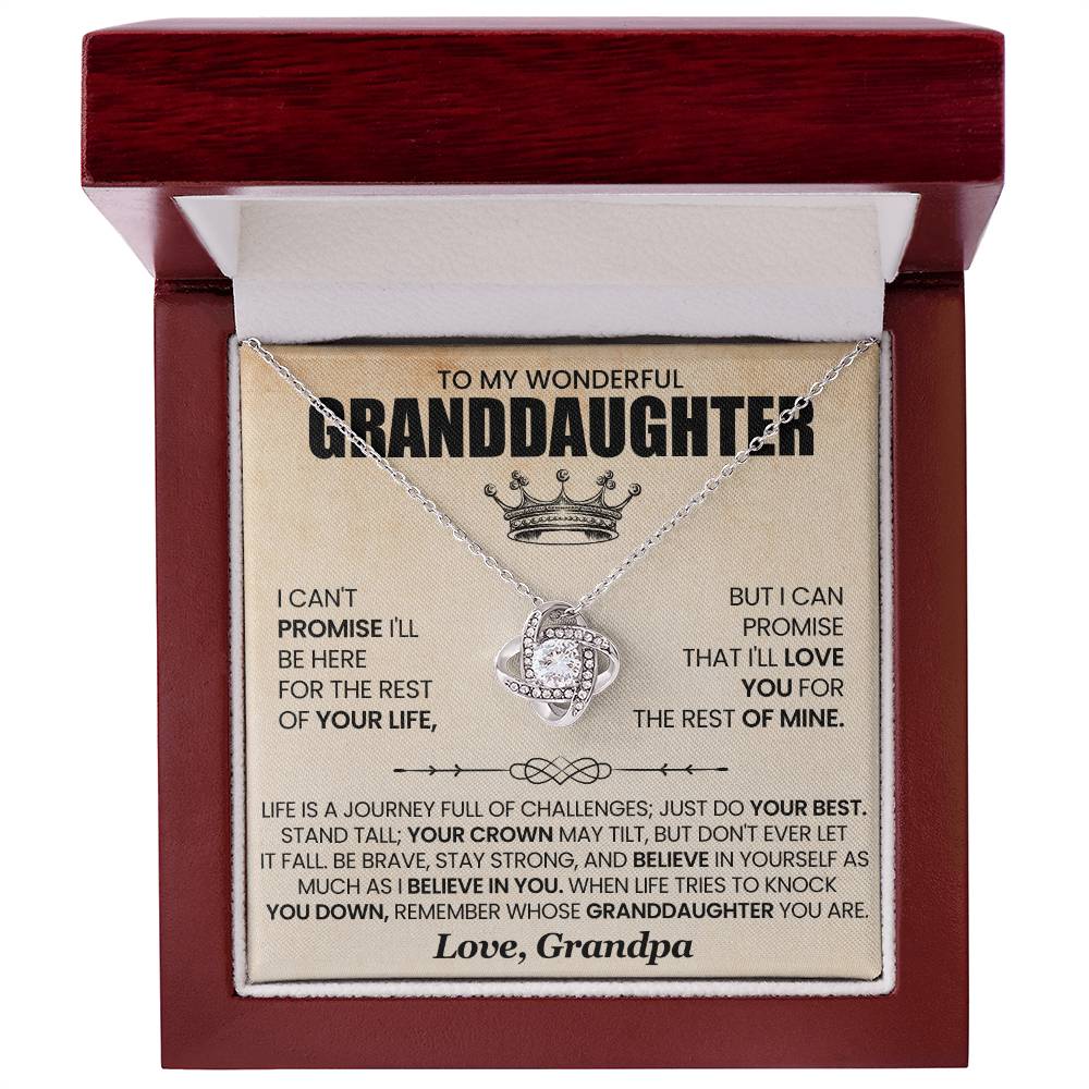 Granddaughter Necklace from Grandpa, Love Knot Pendant Gift for Birthday, Christmas, Graduation, Confirmation