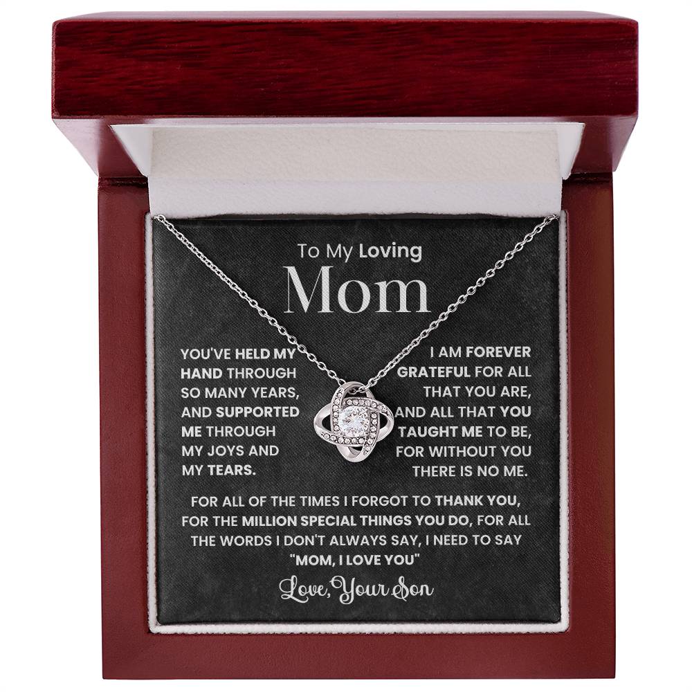 Mom Necklace from son, Love Knot Pendant gift for birthday, Mothers day, Christmas