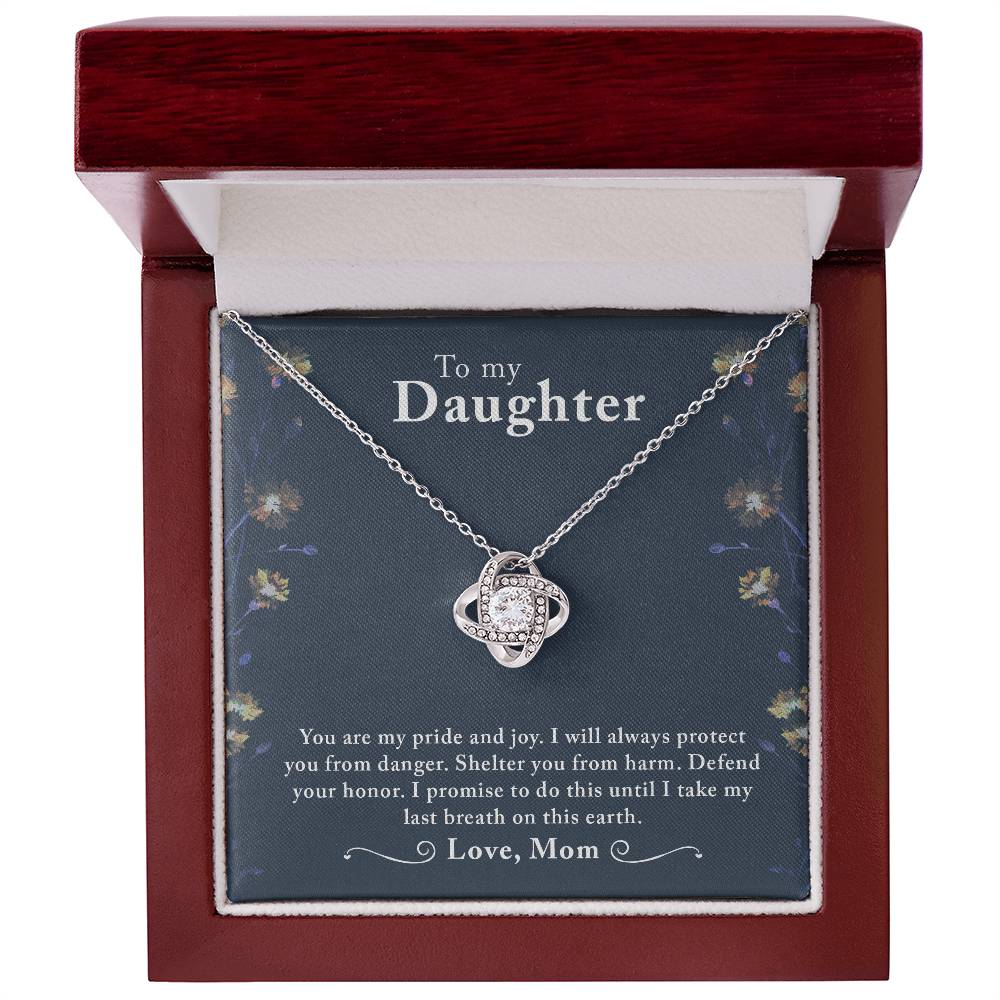 Daughter Gift from Mom, Love Knot Necklace in 14K White Gold and 18K Yellow Gold, Perfect for Birthday &  Christmas