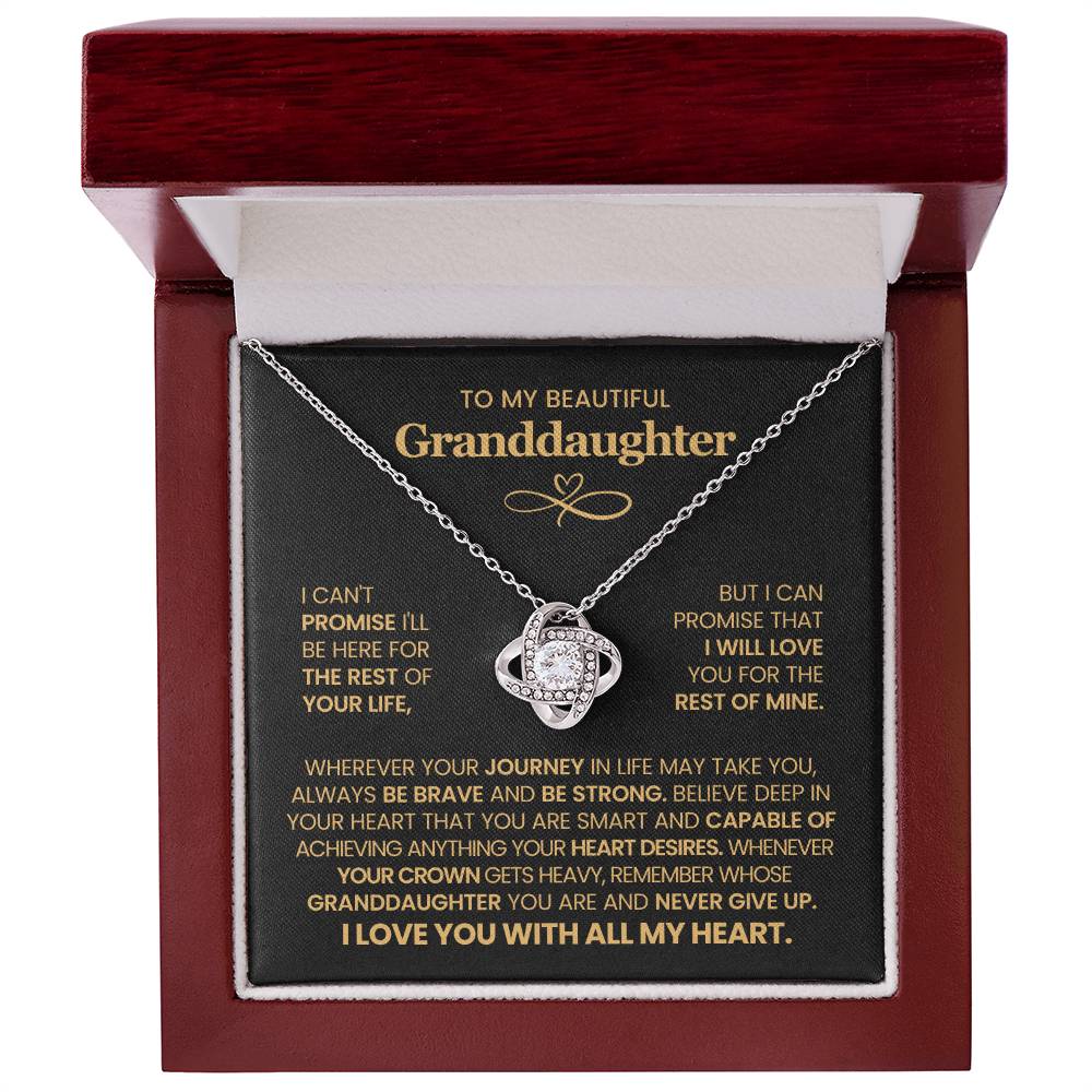 Granddaughter Necklace from Grandparents, Love Knot Pendant Gift for Birthday, Christmas, Graduation, Confirmation