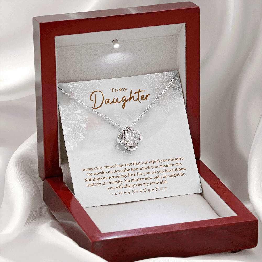 Daughter Gift from Mom and Dad, Love Knot Necklace in 14K White Gold and 18K Yellow Gold, Perfect for Birthday &  Christmas