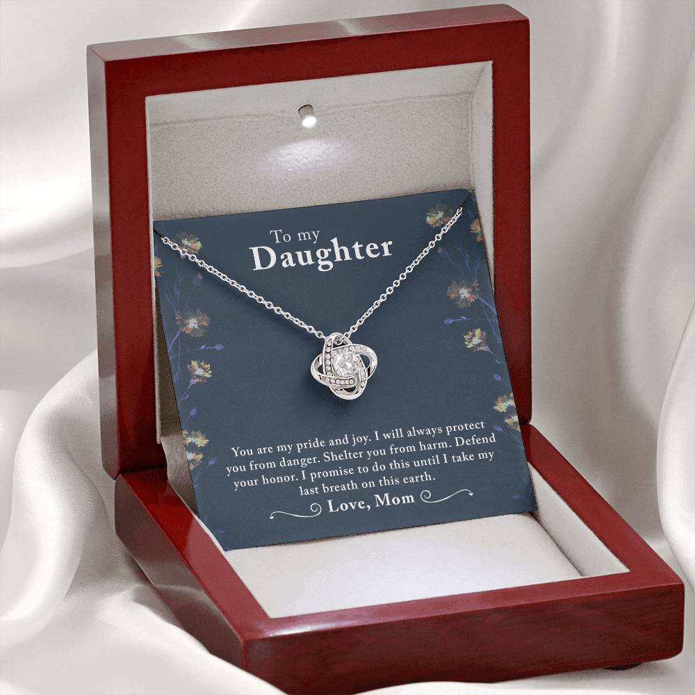 Daughter Gift from Mom, Love Knot Necklace in 14K White Gold and 18K Yellow Gold, Perfect for Birthday &  Christmas