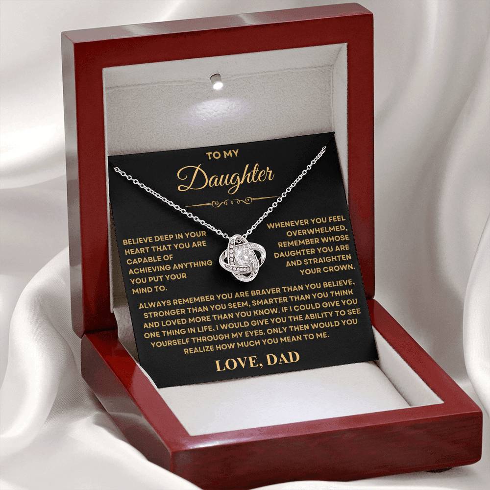 To my Daughter, Love Knot Necklace Gift from Dad