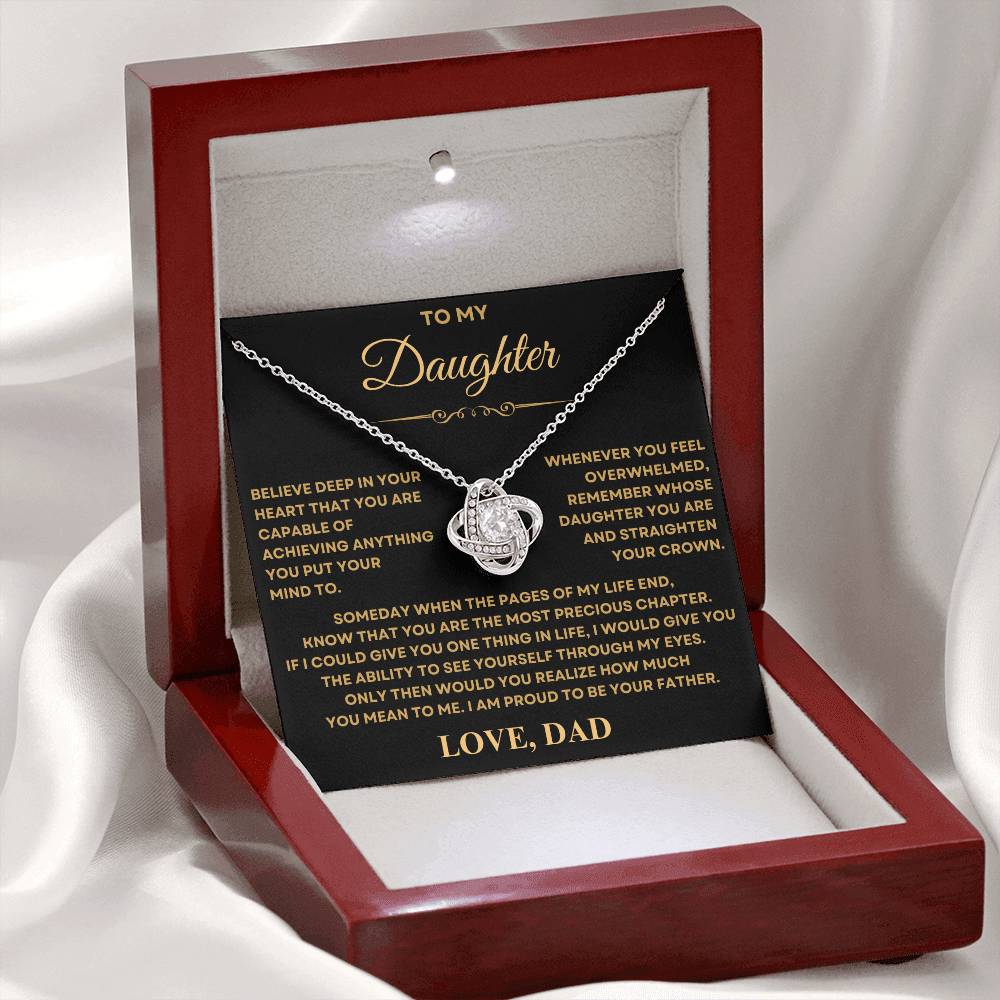 To my Daughter from Dad, Love Knot Necklace