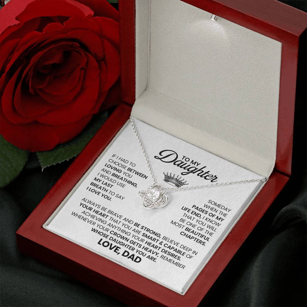 Daughter Gift from Dad, Love Knot Pendant Gift for Birthday, Graduation, Christmas