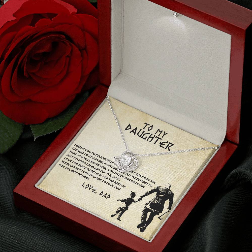 Daughter Necklace from Dad, Love Knot Pendant Gift for Birthday, Graduation, Christmas