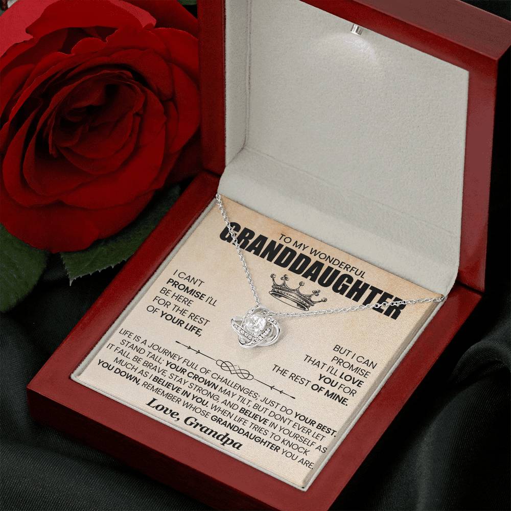 Granddaughter Necklace from Grandpa, Love Knot Pendant Gift for Birthday, Christmas, Graduation, Confirmation