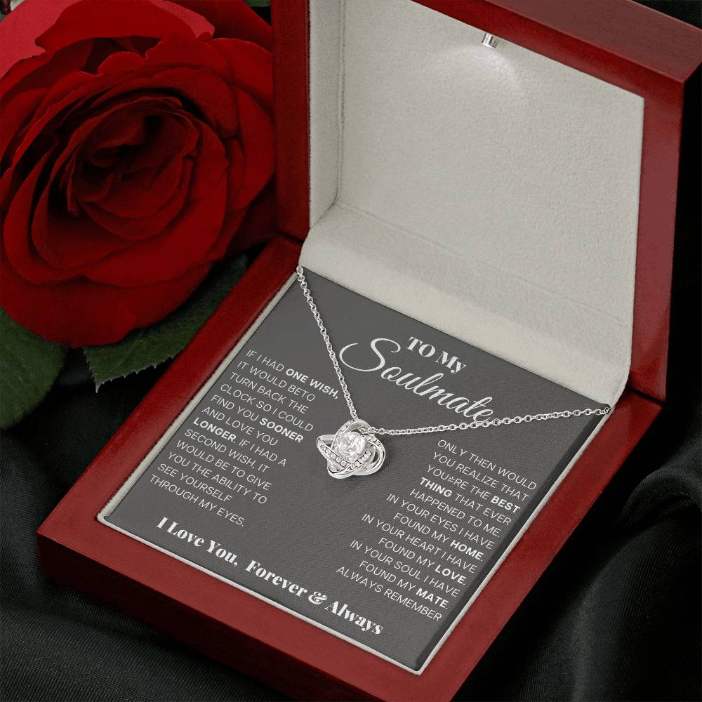 Wife Soulmate Necklace from Husband, Love Knot Pendant Gift for Anniversary, Valentines day, Birthday