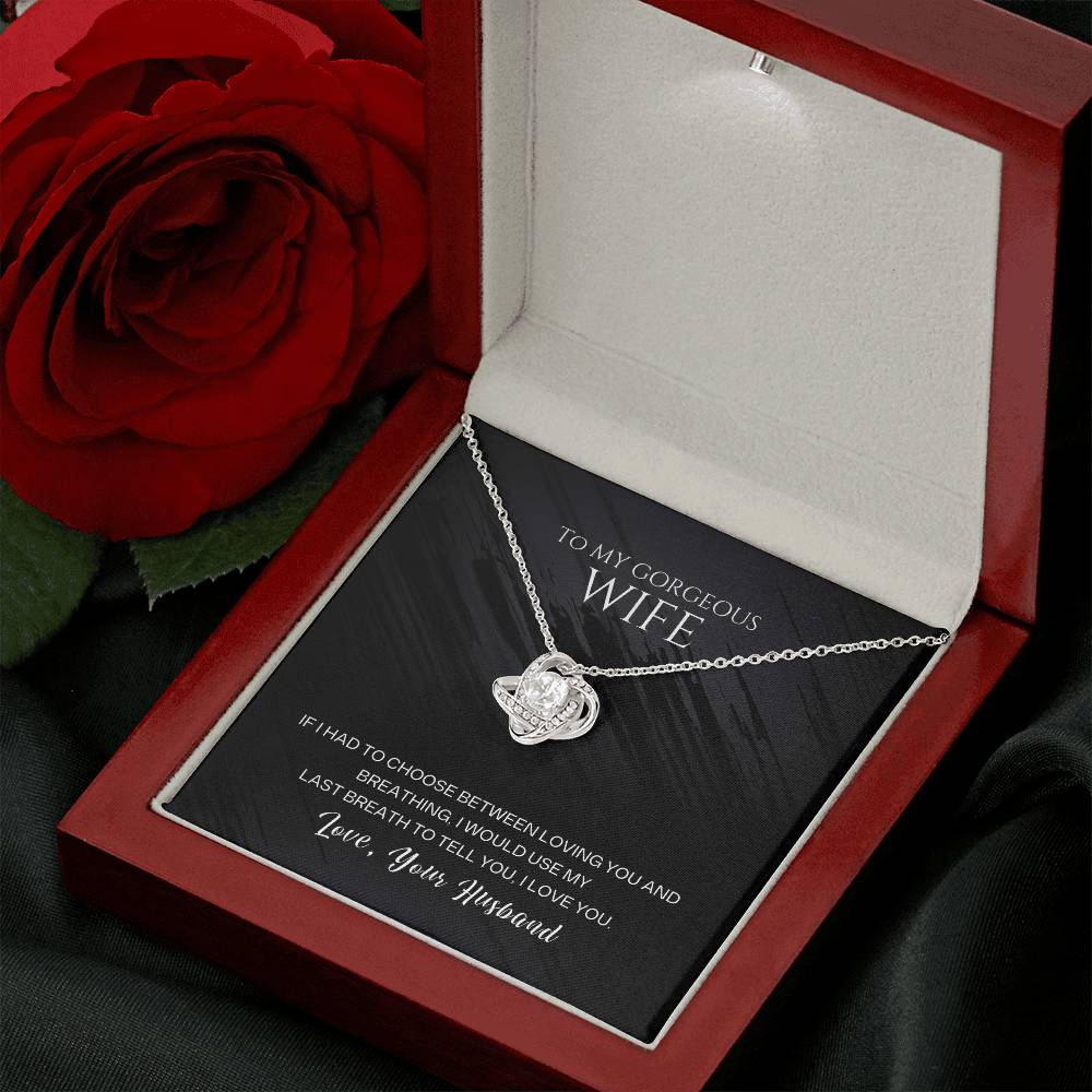 Wife Necklace from Husband, Love Knot Pendant Gift for Anniversary, Valentines day, Birthday