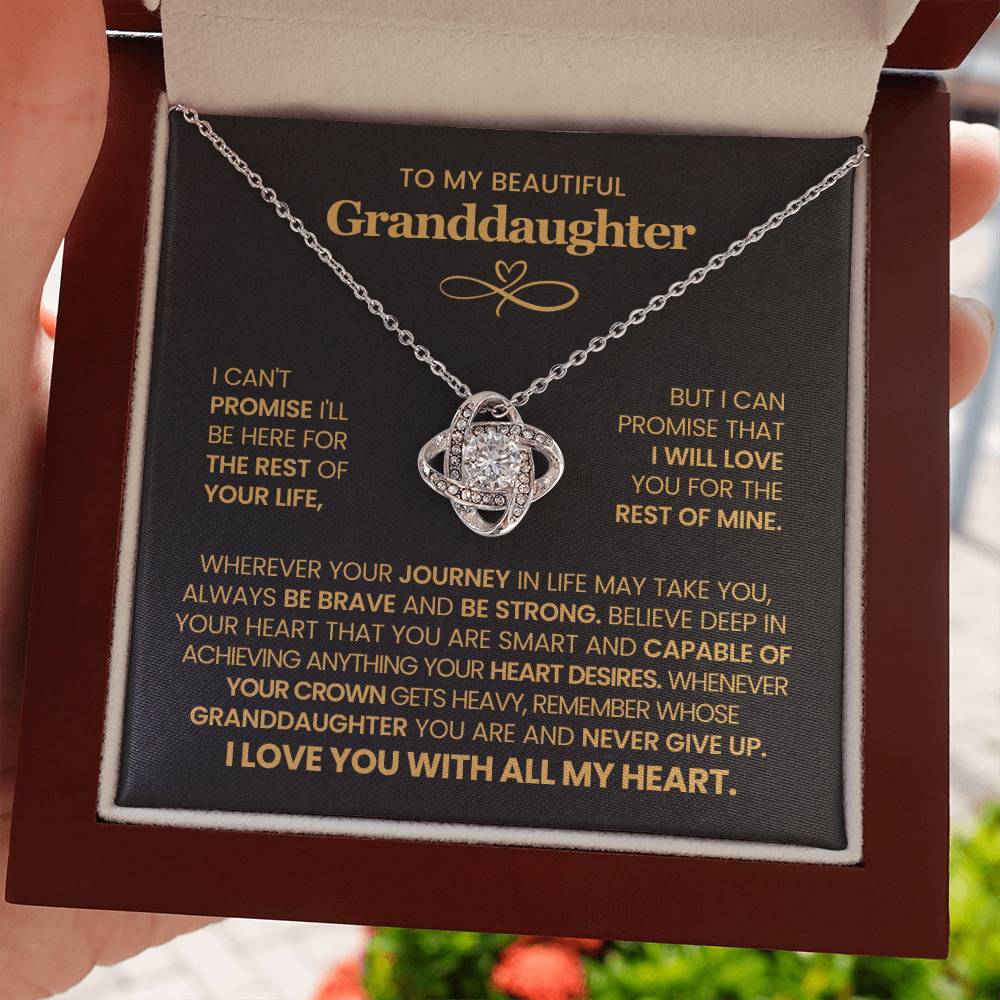 Granddaughter Necklace from Grandparents, Love Knot Pendant Gift for Birthday, Christmas, Graduation, Confirmation