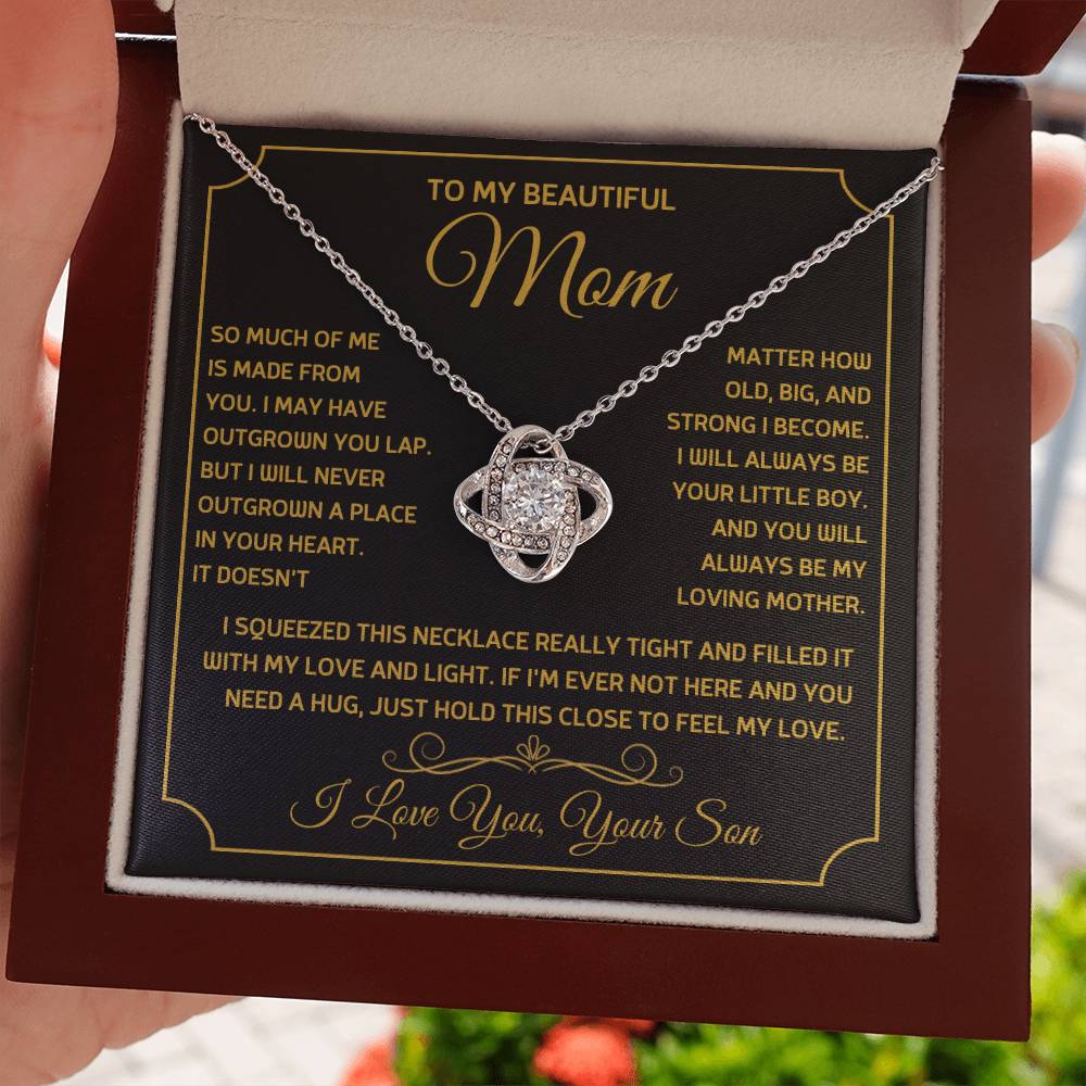 Mom Necklace from son, Love Knot Pendant gift for birthday, Mothers day, Christmas