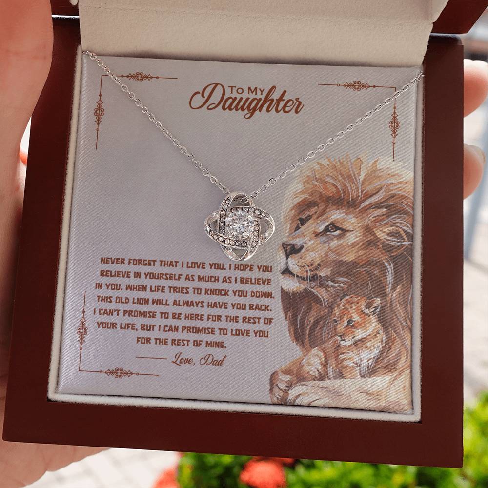 Daughter Necklace from Dad, Love Knot Pendant Gift for Birthday, Graduation, Christmas