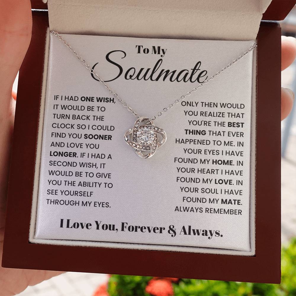 Wife Soulmate Necklace from Husband, Love Knot Pendant Gift for Anniversary, Valentines day, Birthday