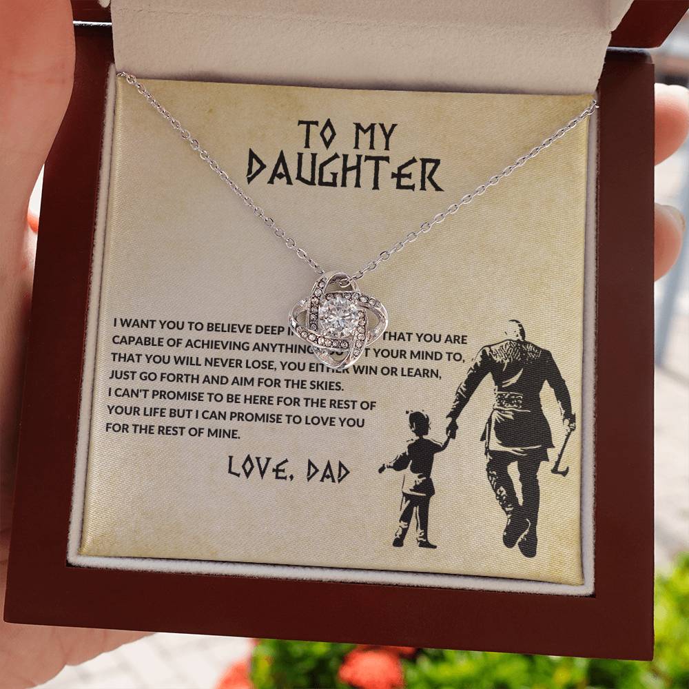 Daughter Necklace from Dad, Love Knot Pendant Gift for Birthday, Graduation, Christmas