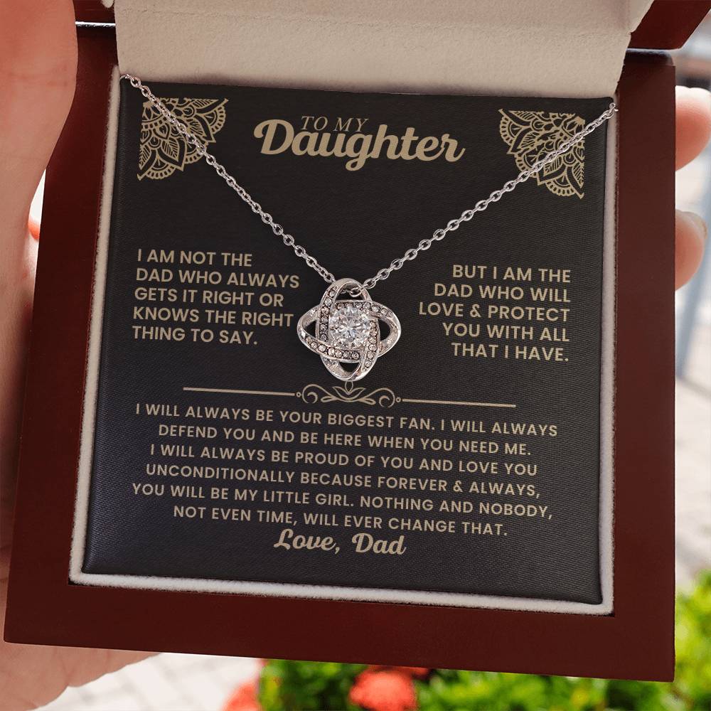 Daughter Gift from Dad, Love Knot Pendant Gift for Birthday, Graduation, Christmas